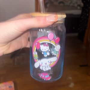 Adidas Blue and White Glass Tumbler